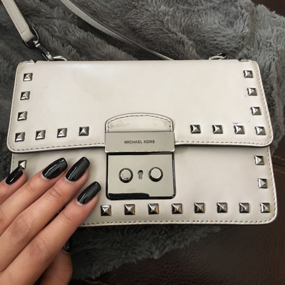 Michael Kors White Crossbody Bag with Silver Accents